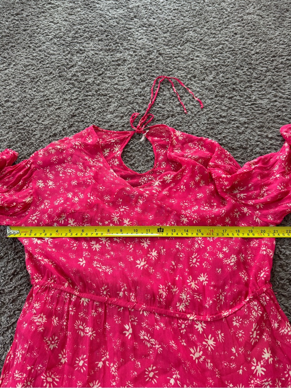 Free People Wallflower Midi Dress Raspberry Pink Floral Tiered Cottage XS $148 - Picture 12 of 13